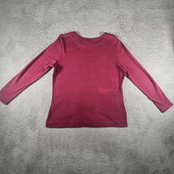Peruvian Connection Top Womens S Burgundy Pima Cotton LS Designer Casual READ!!! - Picture 5 of 12